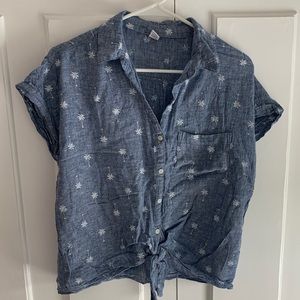 Tie front button up shirt